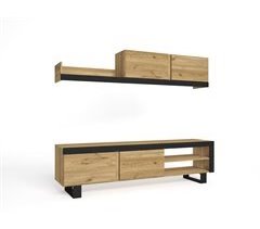 Mueble de Salón IDEM Naturale con patas - Roble/Negro - 200x180x40cm
