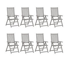 Set 8 sillas de jardín reclinables de madera maciza