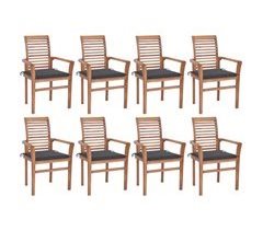 Set 8 sillas de comedor de madera de teca con cojines