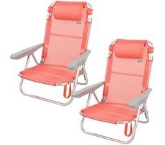 Pack ahorro 2 sillas playa Flamingo multiposición c/cojín 48x45,5x84 cm Aktive