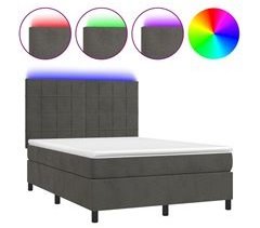 Cama box spring colchón y LED terciopelo - Bloques con cuadros 140x190