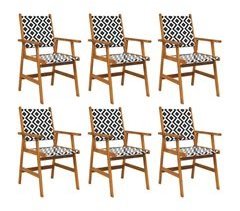 Set de 6 sillas de jardín de madera maciza de acacia