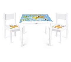 Mesa y 2 sillas para niños: Mapa del mundo