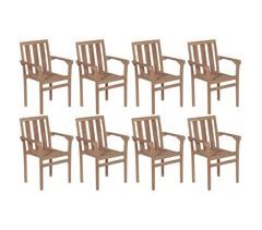 Set 8 sillas apilables de jardín de madera maciza
