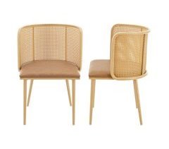 Set de 2 sillas de comedor Flen polipiel / metal / ratán