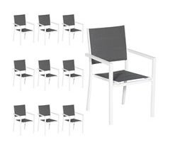 Juego de 10 sillas tapizadas en textileno y aluminio