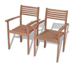 Set 2 sillas apilables de jardín de madera maciza de teca