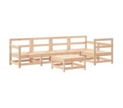 Juego muebles de jardín 6 piezas madera maciza pino