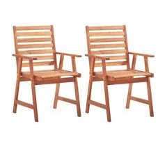 Set 2 sillas de comedor de exterior de madera