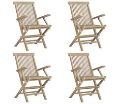Set 4 sillas de jardín plegables de madera maciza