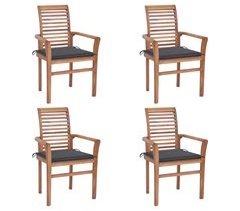 Set 4 sillas de comedor de madera de teca con cojines