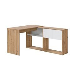 Mesa de escritorio Beja modular 2 puertas 2 huecos, madera/blanco