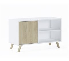 Mueble TV para Salón - 95 x 40 x 57 cm - Color Blanco/Roble