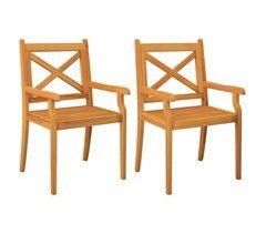 Set 2 sillas de comedor de jardín de madera maciza
