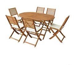 Set muebles de terraza mesa y sillas madera acacia Aktive