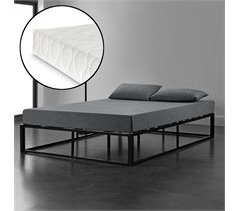 Cama Doble (Kreta) con colchón y listón de cama metal-acero 183x203
