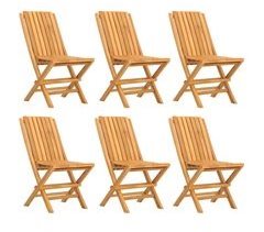 Set 6 sillas de jardín plegables de madera maciza teca