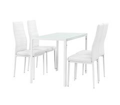 Set de comedor mesa + 4 sillas Bergen vidrio y polipiel 105x60