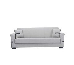 Sofá cama de 3 plazas STELA color gris claro incluye 2 cojines decorativos de color antracita