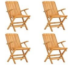 Set 4 sillas de jardín plegables de madera maciza teca