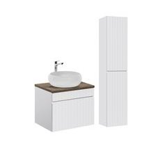 Conjunto mueble lavabo individual redondo y columna Zelie