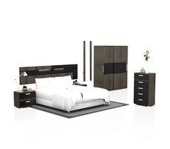 Dormitorio Ataneq Dark 5C Plus Ceniza - Negro