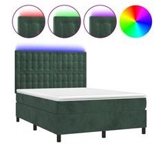 Cama box spring colchón y LED terciopelo - Botones 140x190