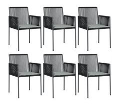 Set 6 sillas jardín de ratán con cojines