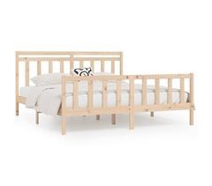 Estructura de cama de madera maciza de pino 200x200
