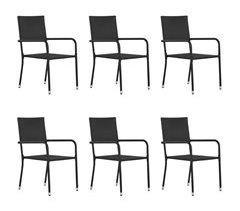 Pack de 6 sillas de jardín VidaXL apilables con asiento de ratán PE
