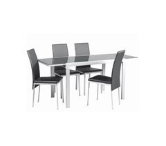 Conjunto mesa extensible 120/180cm y 4 sillas ASSYA negro