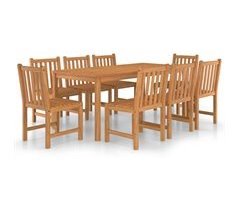 Conjunto de comedor de jardín 9 piezas madera maciza de teca