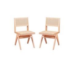 Lote de 2 sillas clásicas en madera y ratán natural - Compass