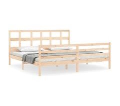 Estructura de cama con cabecero madera maciza 180x200