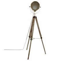 Lámpara de pie estilo industrial de metal, madera y cristal BECKY