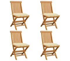 Set 4 sillas de jardín de madera con cojines