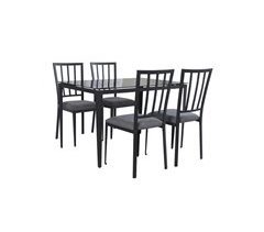 Conjunto de mesa + 4 sillas BERRY negro. Mesa fija.