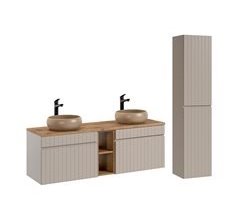 Conjunto mueble lavabo doble 2 nichos y columna Zelie