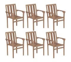 Set 6 sillas apilables de jardín de madera maciza