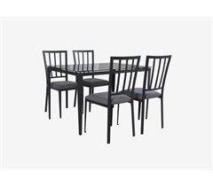 Conjunto de mesa + 4 sillas BERRY Negro. Mesa fija.