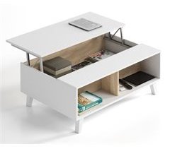 Mesa de centro elevable LINE blanco brillo