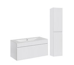 Conjunto mueble lavabo individual encastrable de y columna Zelie 100