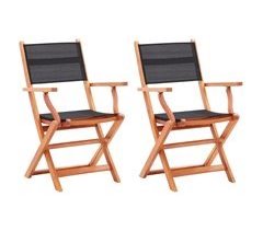 Set 2 sillas de jardín plegables de madera eucalipto