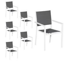 Juego de 6 sillas tapizadas en textileno y aluminio