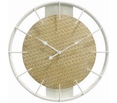 Reloj de pared mimbre/blanco de 40x50 cm