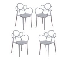 Pack de 4 sillas de diseño con reposabrazos para jardín - Dream