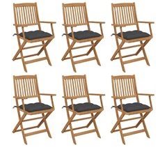 Set 6 sillas de jardín plegables de madera con cojín