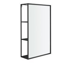 Espejo de pared Sunne rectangular con estantes acero y cristal