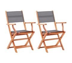 Set 2 sillas de jardín plegables de madera eucalipto