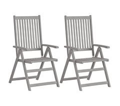 Set 2 sillas de jardín reclinables de madera maciza